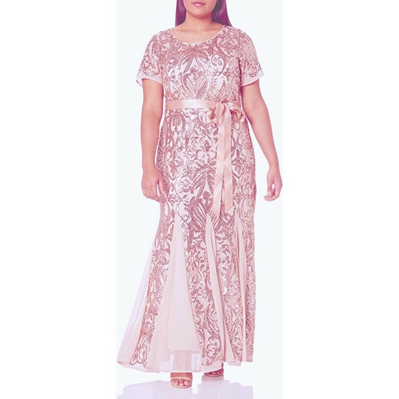 R&M Richards Dresses & Skirts - R&M Richards Plus Size Beaded Short Sleeve Gown